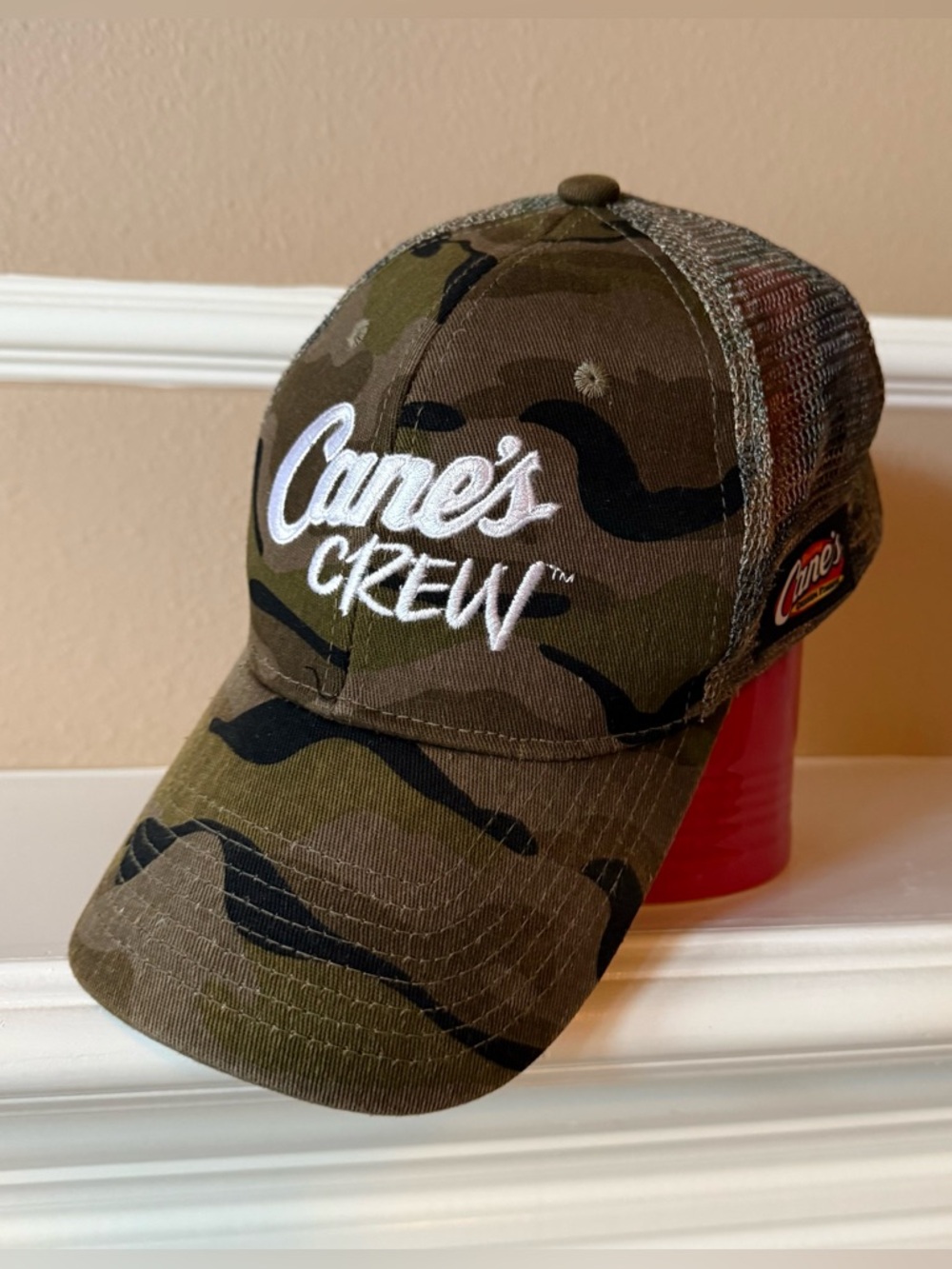 Camo Raising Cane’s 'Cane's Crew' Army Green Trucker Cap Hat One Love Mesh Back